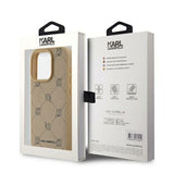 Husa pentru iPhone 15 Pro, Karl Lagerfeld Leather MagSafe (KLHMP15LPGKHPHE), bej