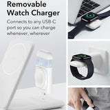 Incarcator wireless ESR Premium 3in1 Travel Wireless Charging Set (2C569A), pentru iPhone, MFi Apple Watch, AirPods, Qi2 15W, alb