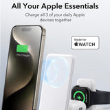 Incarcator wireless ESR Premium 3in1 Travel Wireless Charging Set (2C569A), pentru iPhone, MFi Apple Watch, AirPods, Qi2 15W, alb