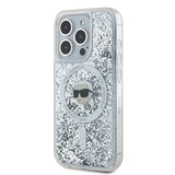Husa pentru iPhone 15 Pro, Karl Lagerfeld Liquid Glitter MagSafe (KLHMP15LLGKISGH), transparenta
