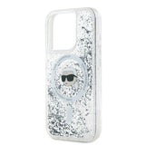 Husa pentru iPhone 15 Pro, Karl Lagerfeld Liquid Glitter MagSafe (KLHMP15LLGKISGH), transparenta