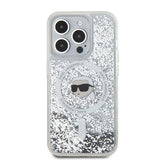 Husa pentru iPhone 15 Pro, Karl Lagerfeld Liquid Glitter MagSafe (KLHMP15LLGKISGH), transparenta