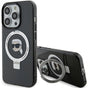 Husa pentru iPhone 15 Pro, Karl Lagerfeld Hardcase Ring Stand MagSafe (KLHMP15LHMRSKHK), negru