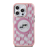 Husa pentru iPhone 15 Pro, Karl Lagerfeld IML MagSafe (KLHMP15LHMCKMHP), roz