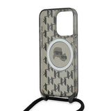 Husa pentru iPhone 15 Pro, Karl Lagerfeld IML Crossbody MagSafe (KLHMP15LHCKCKLCK), negru