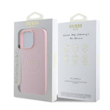 Husa pentru iPhone 16 Pro, Guess Grained Gold Ring MagSafe (GUHMP16LPGHSMMP), roz