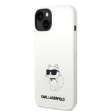 Husa pentru iPhone 14 Plus, Karl Lagerfeld Silicone MagSafe (KLHMP14MSNCHBCH), alb