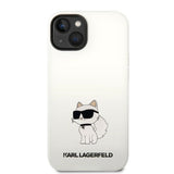 Husa pentru iPhone 14 Plus, Karl Lagerfeld Silicone MagSafe (KLHMP14MSNCHBCH), alb