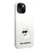 Husa pentru iPhone 14 Plus, Karl Lagerfeld Silicone MagSafe (KLHMP14MSNCHBCH), alb