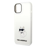 Husa pentru iPhone 14 Plus, Karl Lagerfeld Silicone MagSafe (KLHMP14MSNCHBCH), alb