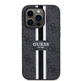 Husa pentru iPhone 15 Pro Max, Guess Hardcase 4G Printed Stripes MagSafe (GUHMP15XP4RPSK), negru