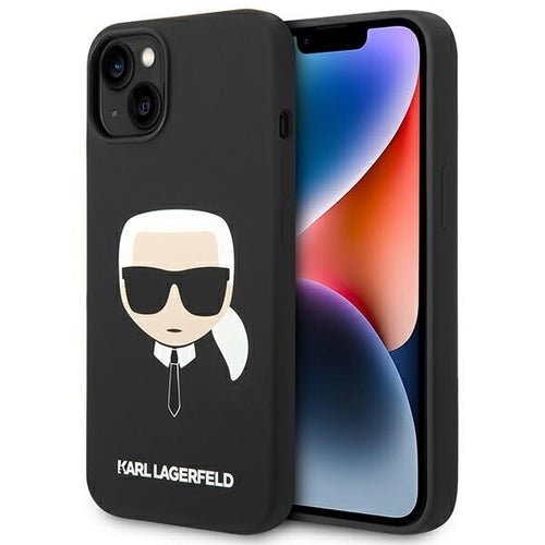 Husa pentru iPhone 14 Plus, Karl Lagerfeld Silicone MagSafe (KLHMP14MSLKHBK), negru