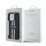 Husa pentru iPhone 16 Pro Max, Guess Hardcase 4G Printed Stripes MagSafe (GUHMP16XP4RPSK), negru