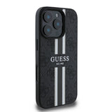 Husa pentru iPhone 16 Pro, Guess Hardcase 4G Printed Stripes MagSafe (GUHMP16LP4RPSK), negru