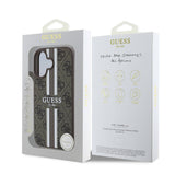 Husa pentru iPhone 16, Guess Hardcase 4G Printed Stripes MagSafe (GUHMP16SP4RPSW), maro