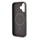 Husa pentru iPhone 16, Guess Hardcase 4G Printed Stripes MagSafe (GUHMP16SP4RPSW), maro