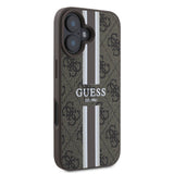 Husa pentru iPhone 16 Plus, Guess Hardcase 4G Printed Stripes MagSafe (GUHMP16MP4RPSW), maro