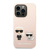 Husa pentru iPhone 14 Pro, Karl Lagerfeld Silicone MagSafe (KLHMP14LSSKCI), roz deschis