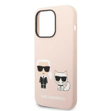 Husa pentru iPhone 14 Pro, Karl Lagerfeld Silicone MagSafe (KLHMP14LSSKCI), roz deschis