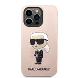 Husa pentru iPhone 14 Pro, Karl Lagerfeld Silicone MagSafe (KLHMP14LSNIKBCP), roz