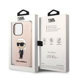 Husa pentru iPhone 14 Pro, Karl Lagerfeld Silicone MagSafe (KLHMP14LSNIKBCP), roz