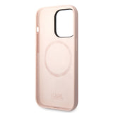 Husa pentru iPhone 14 Pro, Karl Lagerfeld Silicone MagSafe (KLHMP14LSNIKBCP), roz