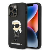 Husa pentru iPhone 14 Pro, Karl Lagerfeld Silicone MagSafe (KLHMP14LSNIKBCK), negru