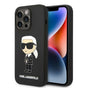 Husa pentru iPhone 14 Pro, Karl Lagerfeld Silicone MagSafe (KLHMP14LSNIKBCK), negru