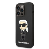 Husa pentru iPhone 14 Pro, Karl Lagerfeld Silicone MagSafe (KLHMP14LSNIKBCK), negru