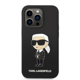 Husa pentru iPhone 14 Pro, Karl Lagerfeld Silicone MagSafe (KLHMP14LSNIKBCK), negru
