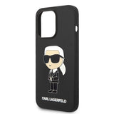 Husa pentru iPhone 14 Pro, Karl Lagerfeld Silicone MagSafe (KLHMP14LSNIKBCK), negru
