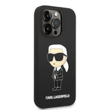 Husa pentru iPhone 14 Pro, Karl Lagerfeld Silicone MagSafe (KLHMP14LSNIKBCK), negru