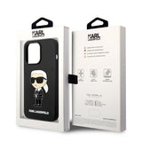 Husa pentru iPhone 14 Pro, Karl Lagerfeld Silicone MagSafe (KLHMP14LSNIKBCK), negru