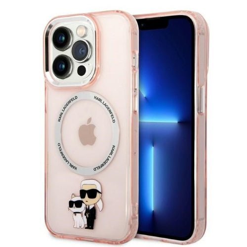 Husa pentru iPhone 14 Pro, Karl Lagerfeld Hardcase MagSafe (KLHMP14LHNKCIP), roz