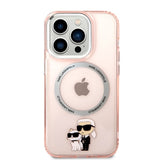 Husa pentru iPhone 14 Pro, Karl Lagerfeld Hardcase MagSafe (KLHMP14LHNKCIP), roz
