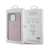 Husa pentru iPhone 15 Pro, Guess Saffiano MagSafe (GUHMP15LPSAHMCP), roz