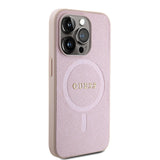 Husa pentru iPhone 15 Pro, Guess Saffiano MagSafe (GUHMP15LPSAHMCP), roz