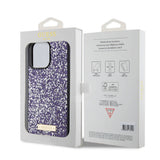 Husa pentru iPhone 15 Pro Max, Guess Rhinestone Metal Logo (GUHCP15LPFGSBSP), mov