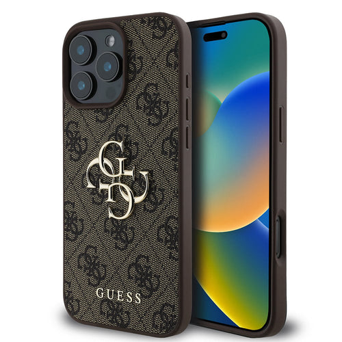 Husa pentru iPhone 16 Pro, Guess Hardcase 4G Big Logo (GUHCP16L4GMGBR), maro