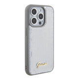 Husa pentru iPhone 15 Pro Max, Guess Sequin Script Metal (GUHCP15XPSFDGSS), argintiu