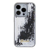 Husa pentru iPhone 15 Pro Max, Guess Sequin Script Metal (GUHCP15XPSFDGSS), argintiu