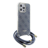 Husa pentru iPhone 15 Pro, Guess Crossbody Cord 4G Print (GUHCP15LHC4SEB), albastru