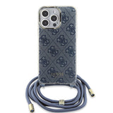 Husa pentru iPhone 15 Pro, Guess Crossbody Cord 4G Print (GUHCP15LHC4SEB), albastru