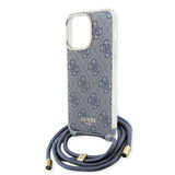 Husa pentru iPhone 15 Pro, Guess Crossbody Cord 4G Print (GUHCP15LHC4SEB), albastru