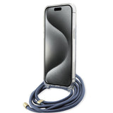 Husa pentru iPhone 15 Pro, Guess Crossbody Cord 4G Print (GUHCP15LHC4SEB), albastru