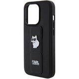 Husa pentru iPhone 14 Pro, Karl Lagerfeld Saffiano Gripstand (KLHCP14LGSACHPK), negru