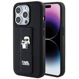 Husa pentru iPhone 14 Pro, Karl Lagerfeld Saffiano Gripstand (KLHCP14LGSAKCPK), negru