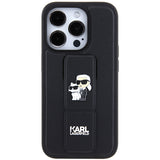 Husa pentru iPhone 14 Pro, Karl Lagerfeld Saffiano Gripstand (KLHCP14LGSAKCPK), negru