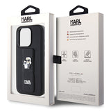Husa pentru iPhone 14 Pro, Karl Lagerfeld Saffiano Gripstand (KLHCP14LGSAKCPK), negru