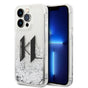 Husa pentru iPhone 14 Pro, Karl Lagerfeld Hardcase Liquid Glitter (KLHCP14LLBKLCS), argintiu